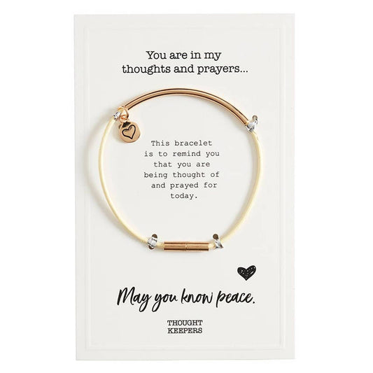 Thought Keeper Bracelet - Cream/Gold: Wipe Clean with Damp Cloth / Leather/Metal with Magnetic Closure / 7.5" L