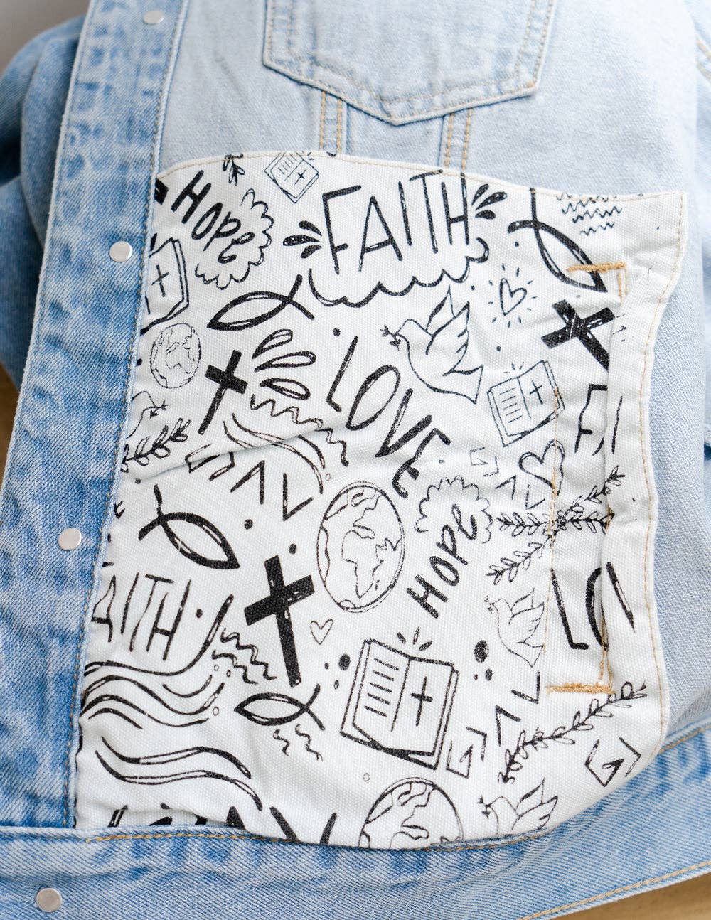 What a Friend In Jesus Denim Jacket: S