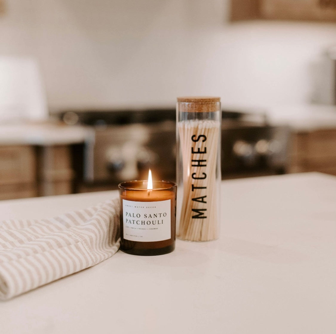 White Hearth Matches - Black Text Label