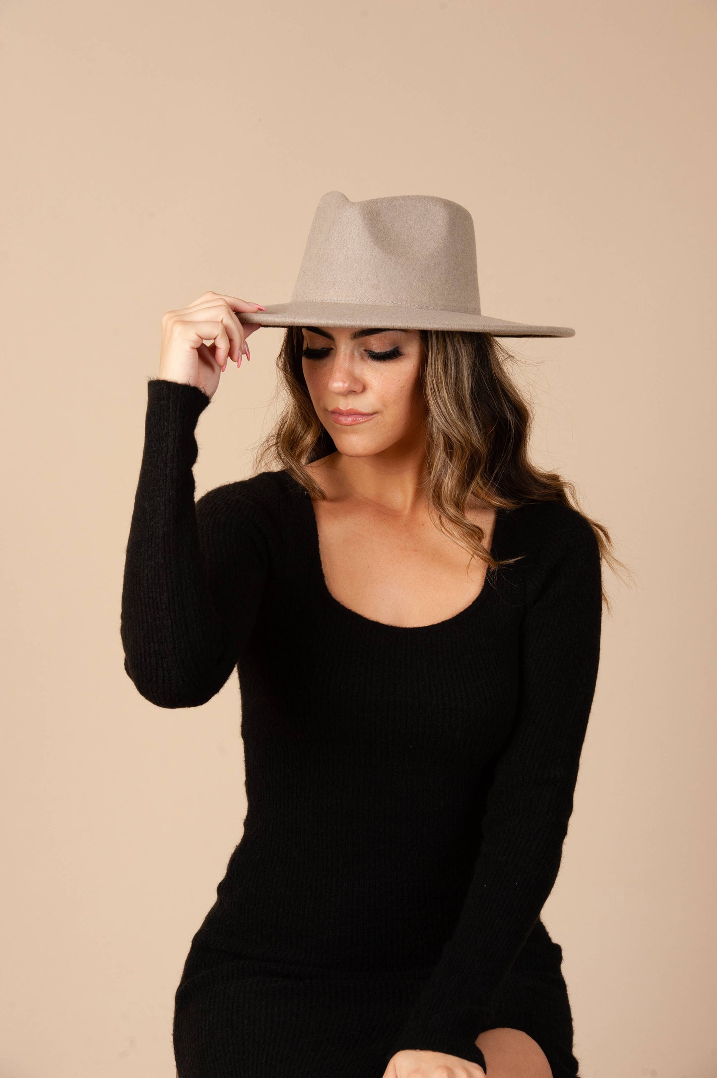 HBL1029-Ariel Vegan Felt Rancher - Oatmeal