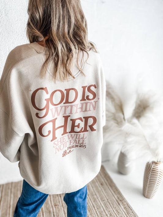 God is Within Her, She will Not Fail Sweatshirt