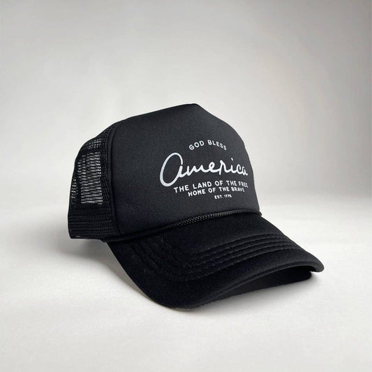 'God Bless' Trucker Hat- Black