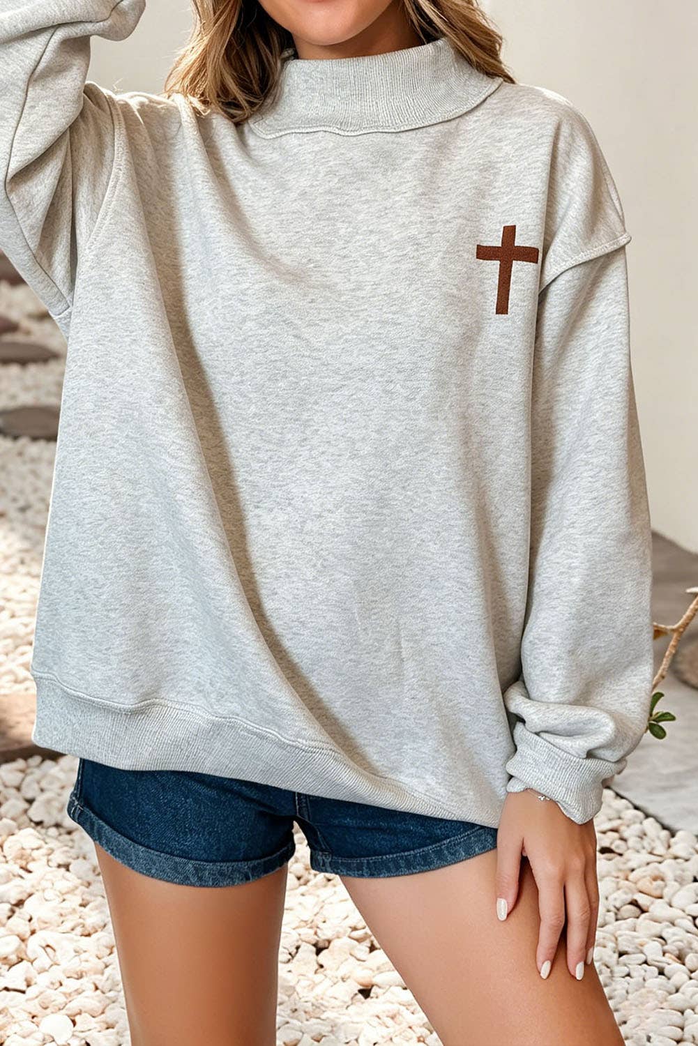 Jesus Saves Reversible Mockneck Crewneck