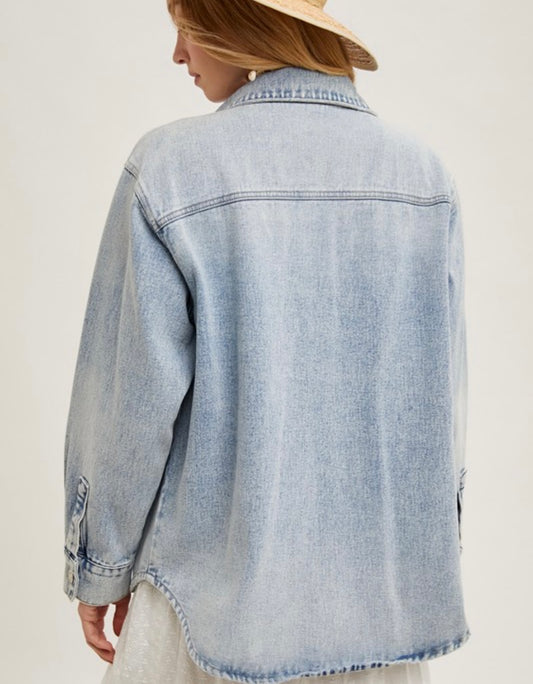 Denim Button Down Shirt Jacket