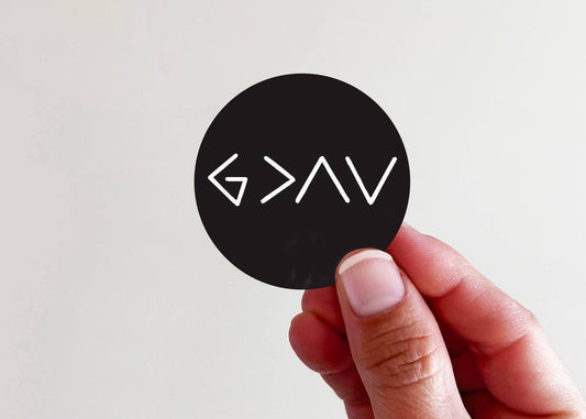 God is Greater than Highs BLACK & WHITE Sticker