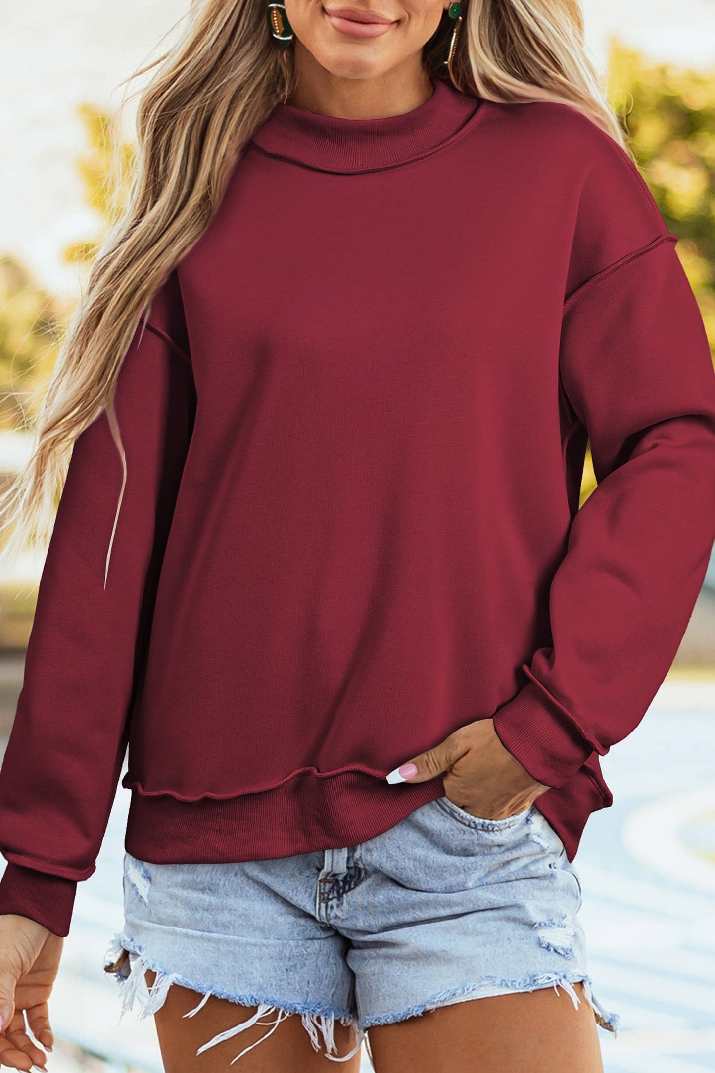 Game Day Oversize Reversible Mock Neck Sweatshirt | S-4X