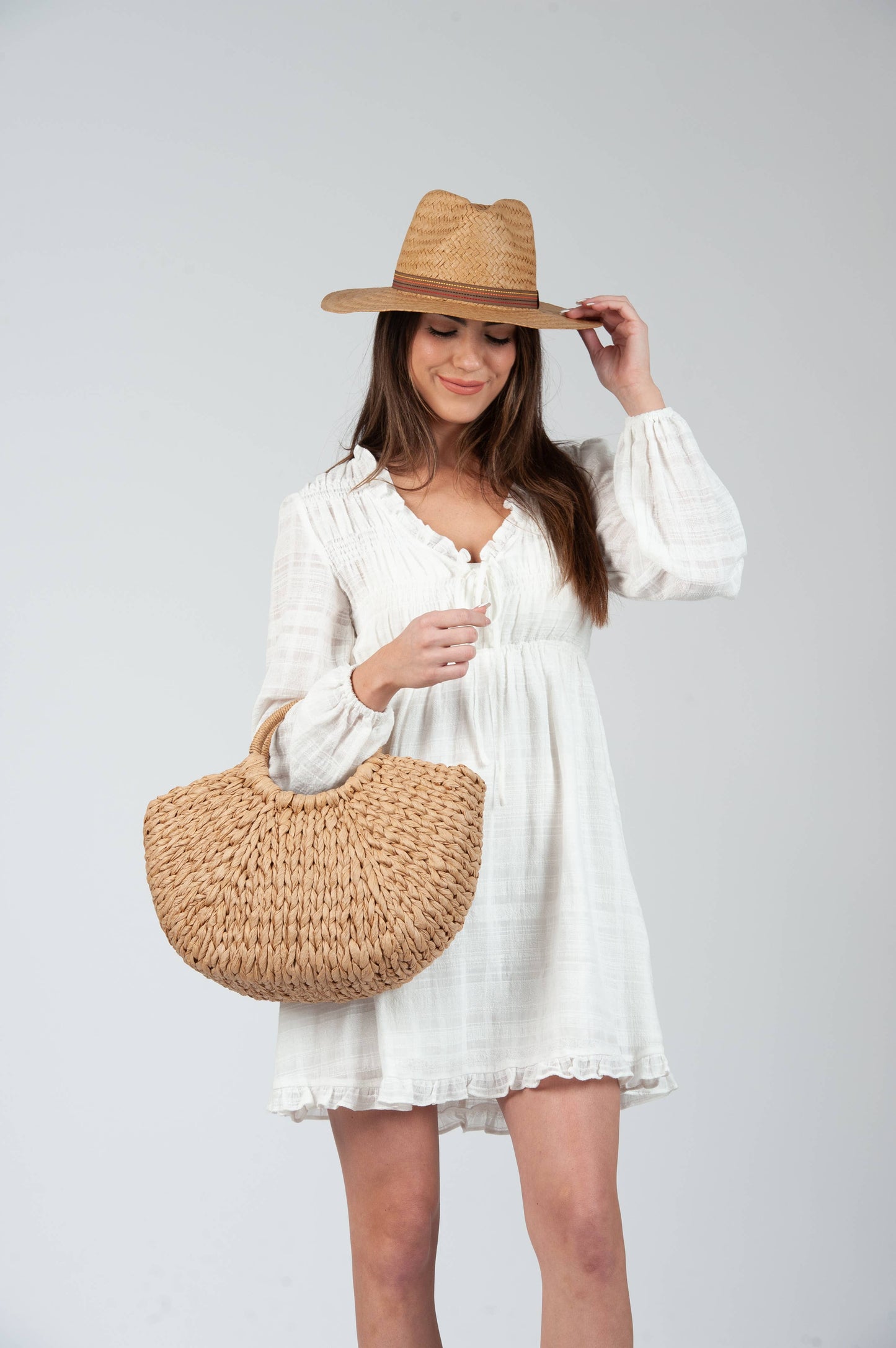 woven straw tote-Natural